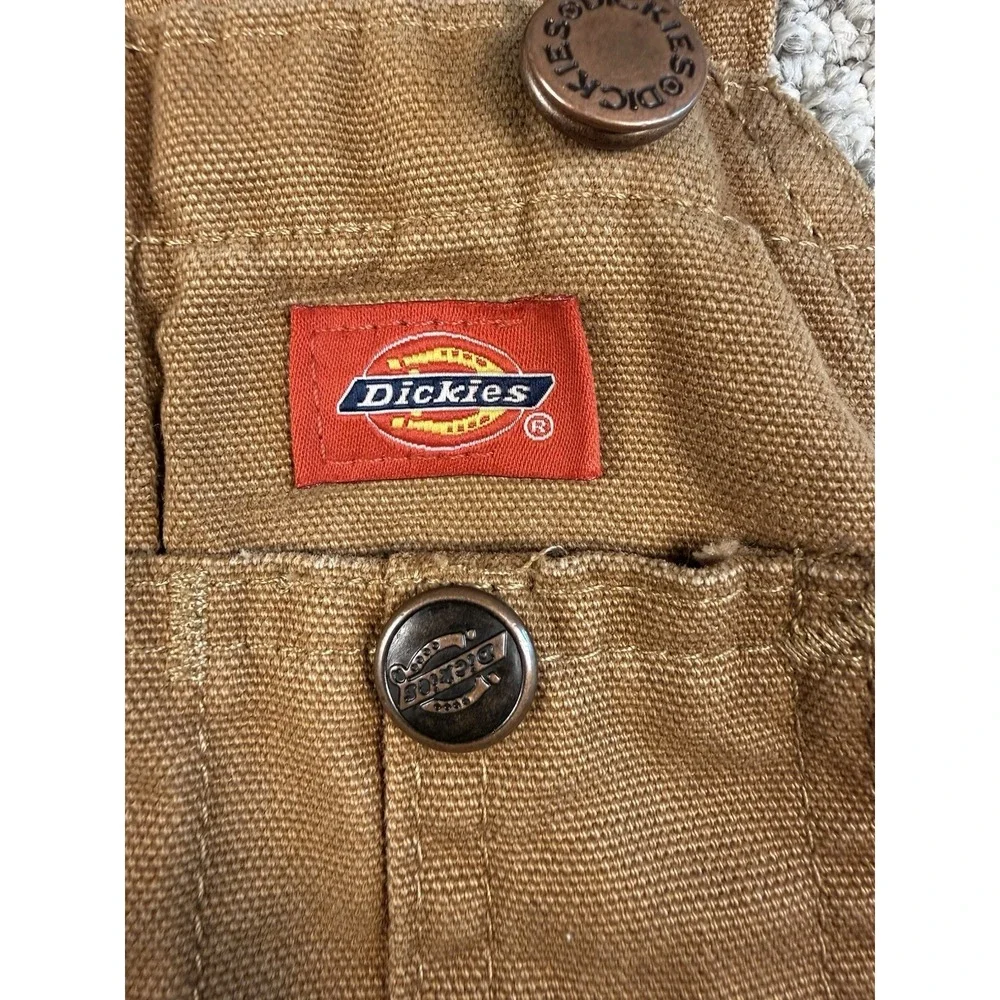Dickies Youth 6 Brown Duck Canvas Bib Overalls Carpenter Workwear Utility